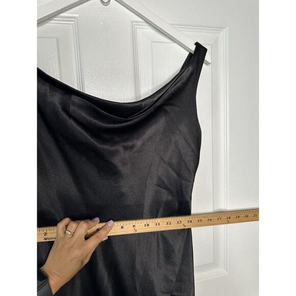 Birdy Grey Women's Size S Black Midi Slip Dress Satin Formal Lined - Picture 11 of 11